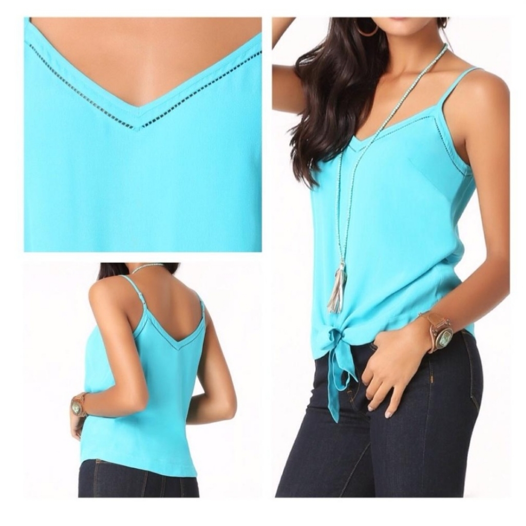 Bebe Solid Front Tie Cami